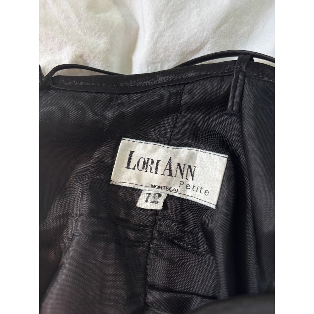 Lori Ann Petite Montreal Black Velvet Mini Dress Rhinestone Strappy Vintage 12P - Picture 5 of 9